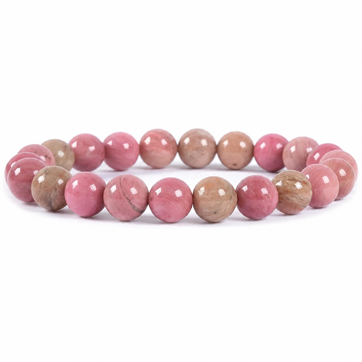 Natural Pink Rhodonite Bracelet 8 mm | Genuine Gemstone Bracelet