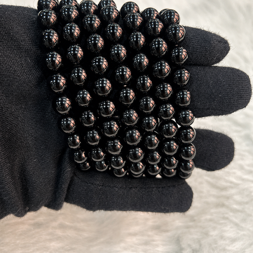 Natural 8 mm Black Tourmaline Bracelet | Protection Crystal Beaded Bracelet