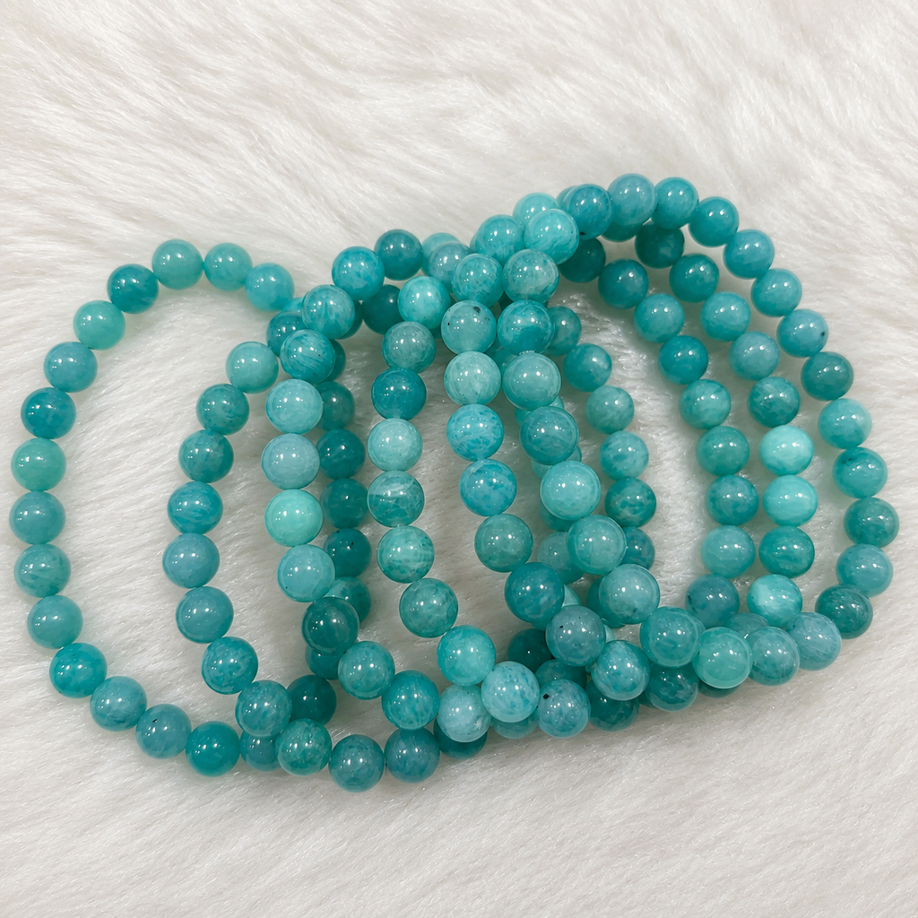 Natural Amazonite Bracelet 8 mm | Genuine Amazonite Crystal Beaded Bracelet for Calm & Prosperity
