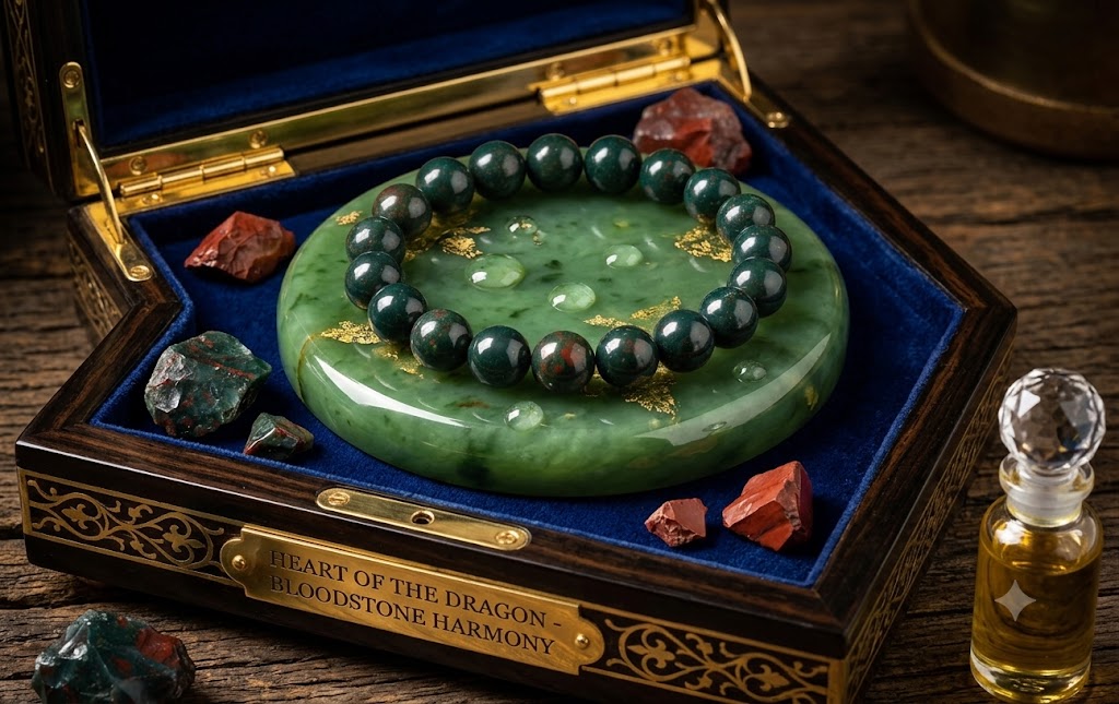 Bloodstone Bead Bracelet | Natural Dragon Blood Stone Stretch Bracelet