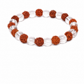 Natural Clear Quartz + Rudraksh Bracelet 8 mm | Energy & Protection