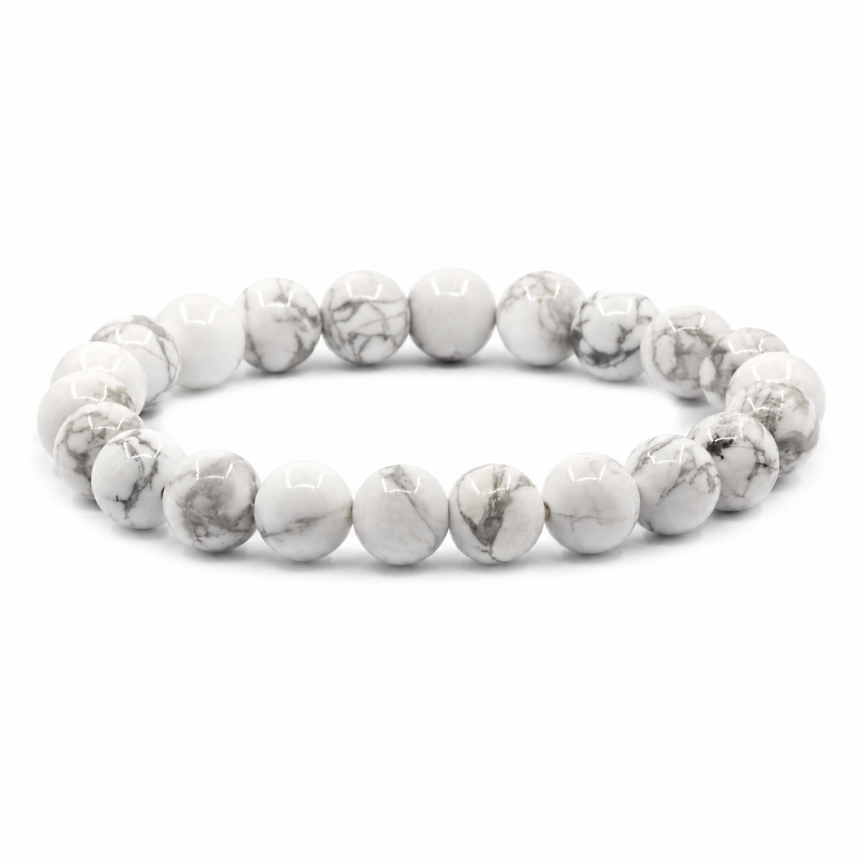 Howlite 8 mm Bracelet | Natural Crystal Healing Bead Bracelet