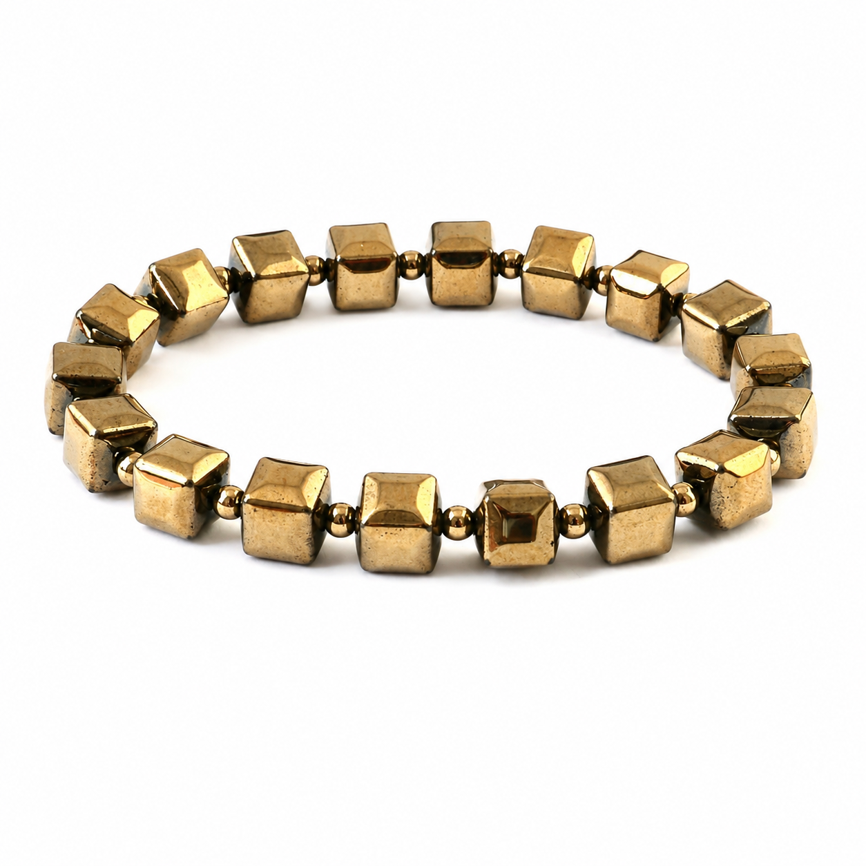 Natural Golden Pyrite Bracelet | Genuine Pyrite Gemstone Beaded Bracelet