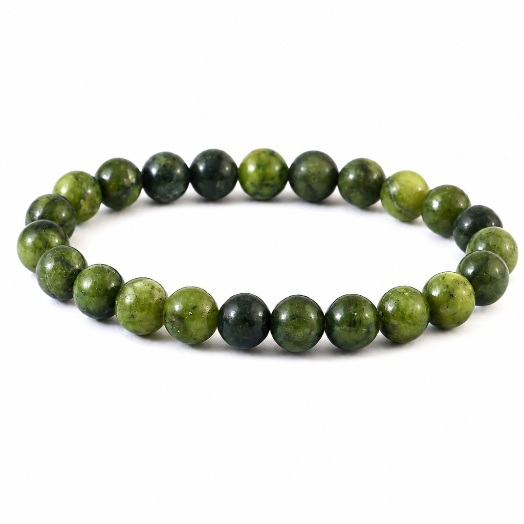 Natural Green Jade Bracelet 8 mm | Genuine Green Jade Crystal Beaded Bracelet for Prosperity & Harmony