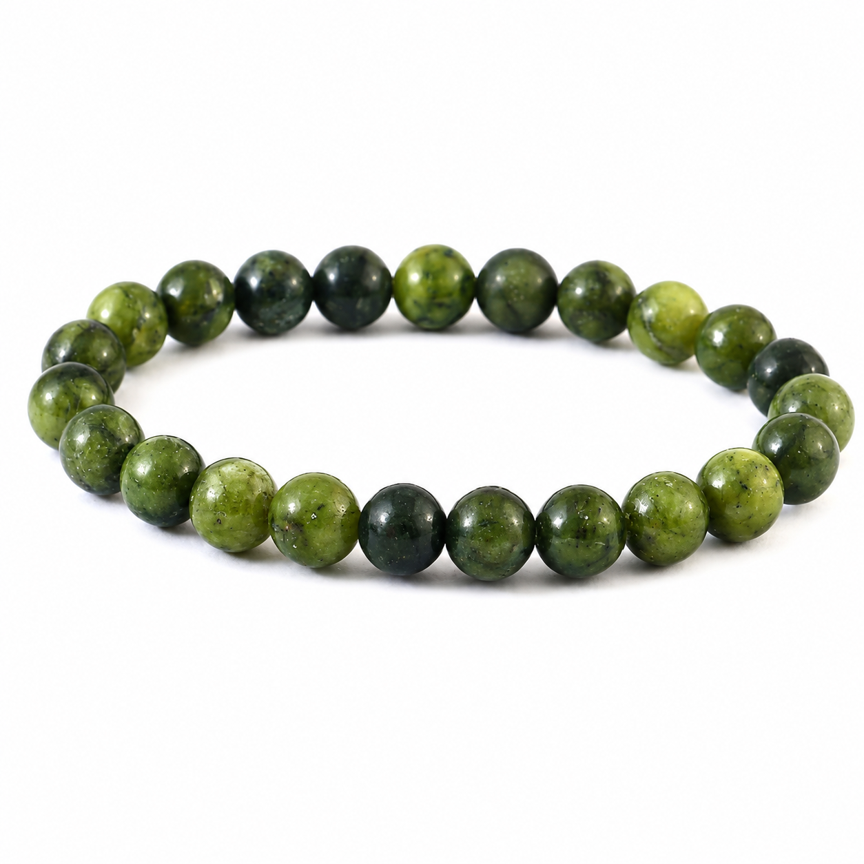 Natural Green Jade Bracelet 8 mm | Genuine Green Jade Crystal Beaded Bracelet for Prosperity & Harmony