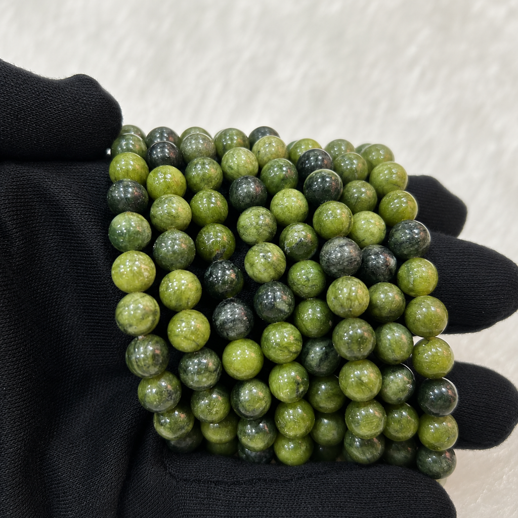 Natural Green Jade Bracelet 8 mm | Genuine Green Jade Crystal Beaded Bracelet for Prosperity & Harmony