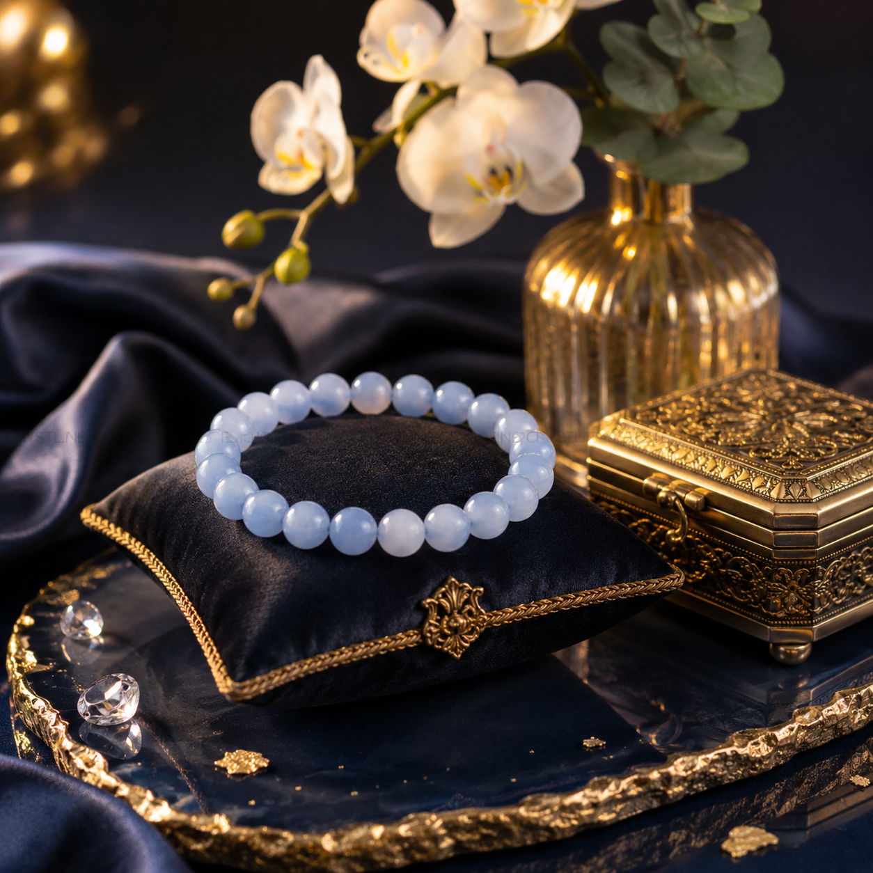 Natural Blue Lace Agate Bracelet 8mm | Premium Healing Crystal Jewelry