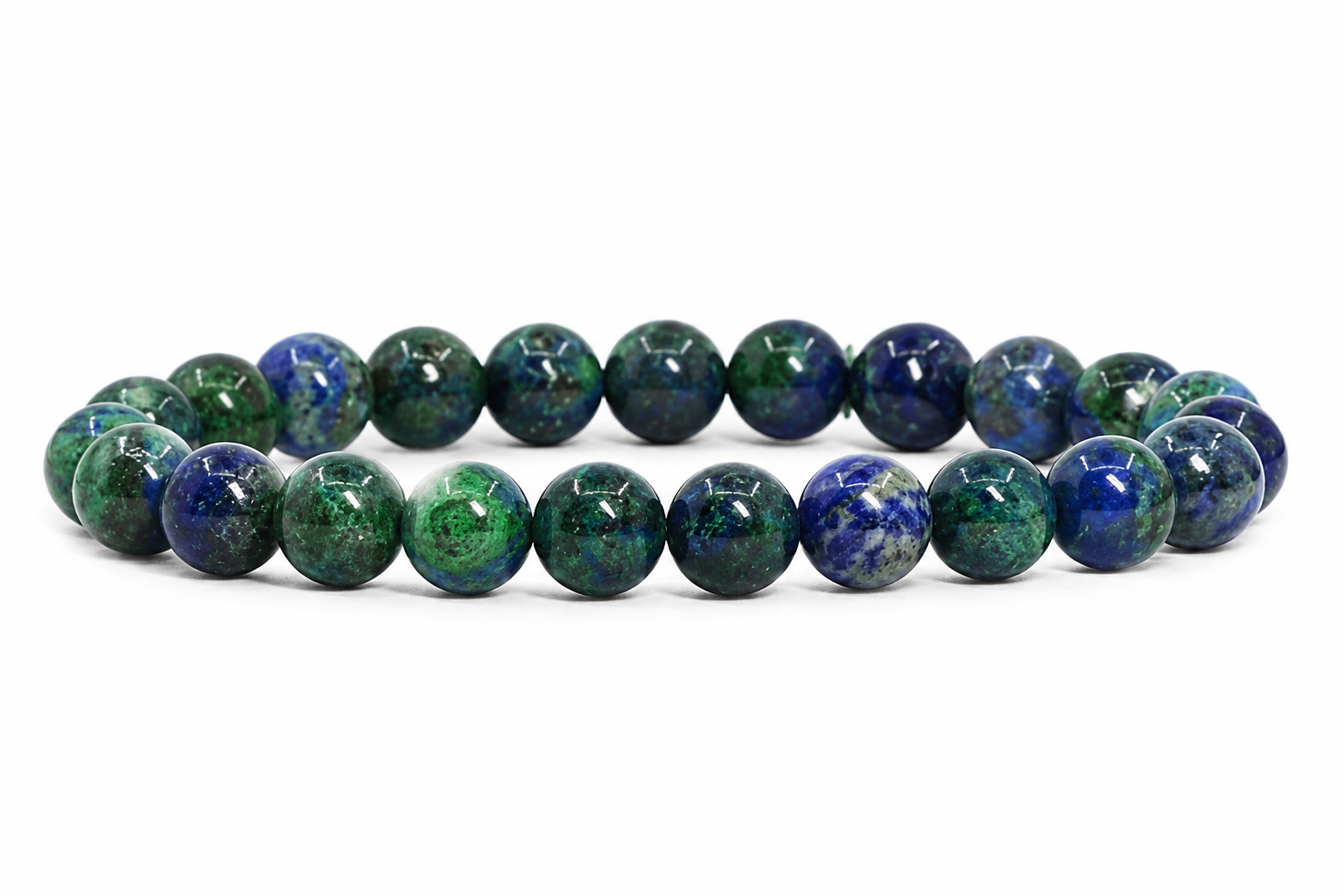 Natural Azurite Bracelet 8 mm | Genuine Crystal Beaded Bracelet for Meditation & Healing