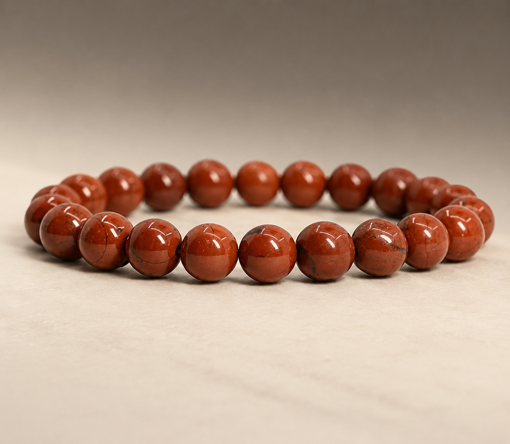 Natural Red Jasper Bracelet 8mm | Genuine Crystal Bracelet for Strength, Stability & Grounding