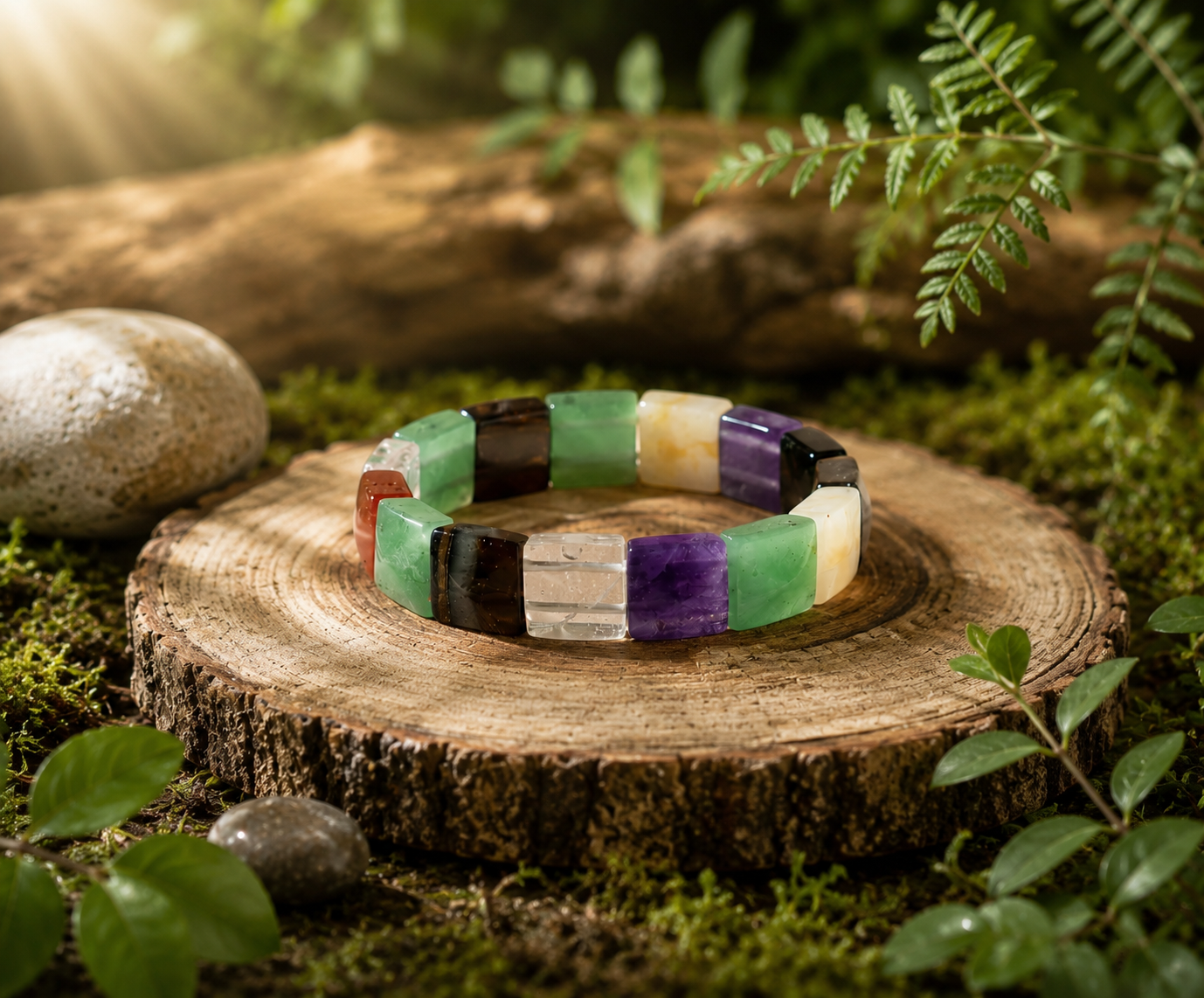 Natural Multi Gemstone Adjustable Bracelet