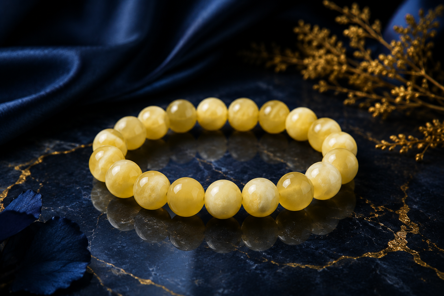 atural Yellow Calcite Crystal Bracelet | Boost Confidence & Positive Energy