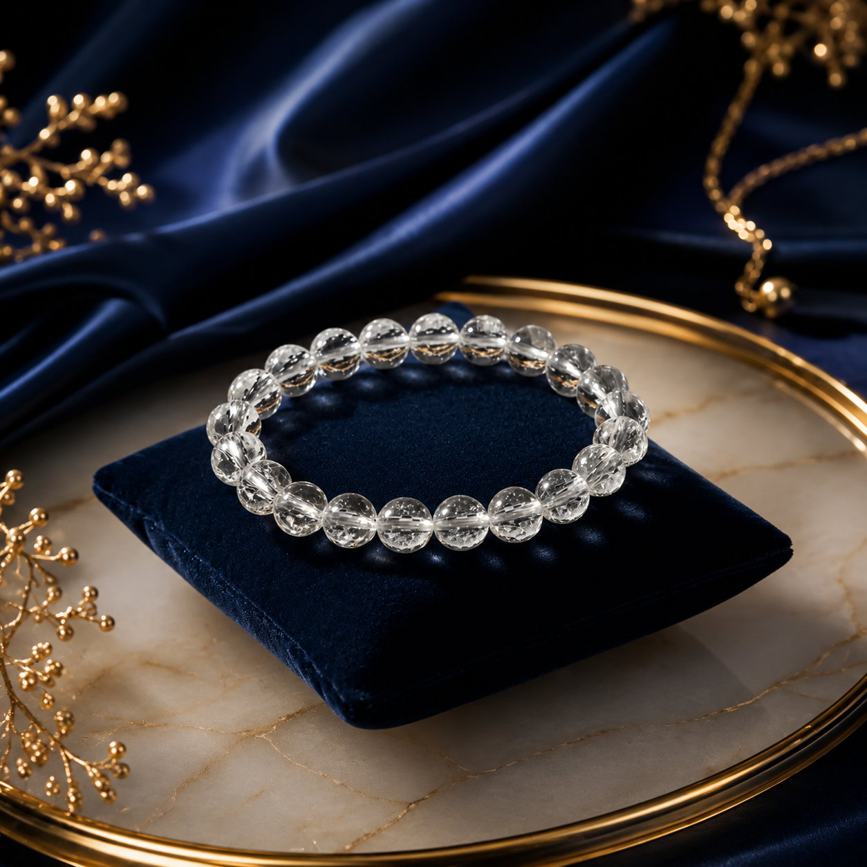 Natural Clear Quartz Crystal Bracelet 8mm | Healing Energy Jewelry