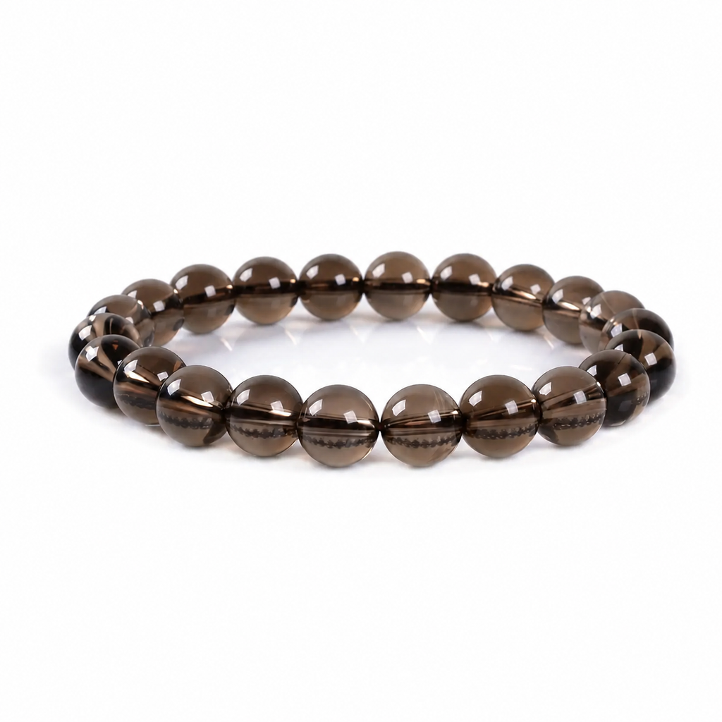 Natural 8 mm Smoky Quartz Bracelet | Genuine Crystal Healing Bracelet