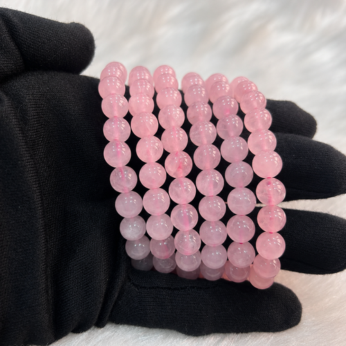 8mm Natural Rose Quartz Bracelet | Genuine Pink Crystal Beaded Bracelet for Love, Healing & Positive Energy