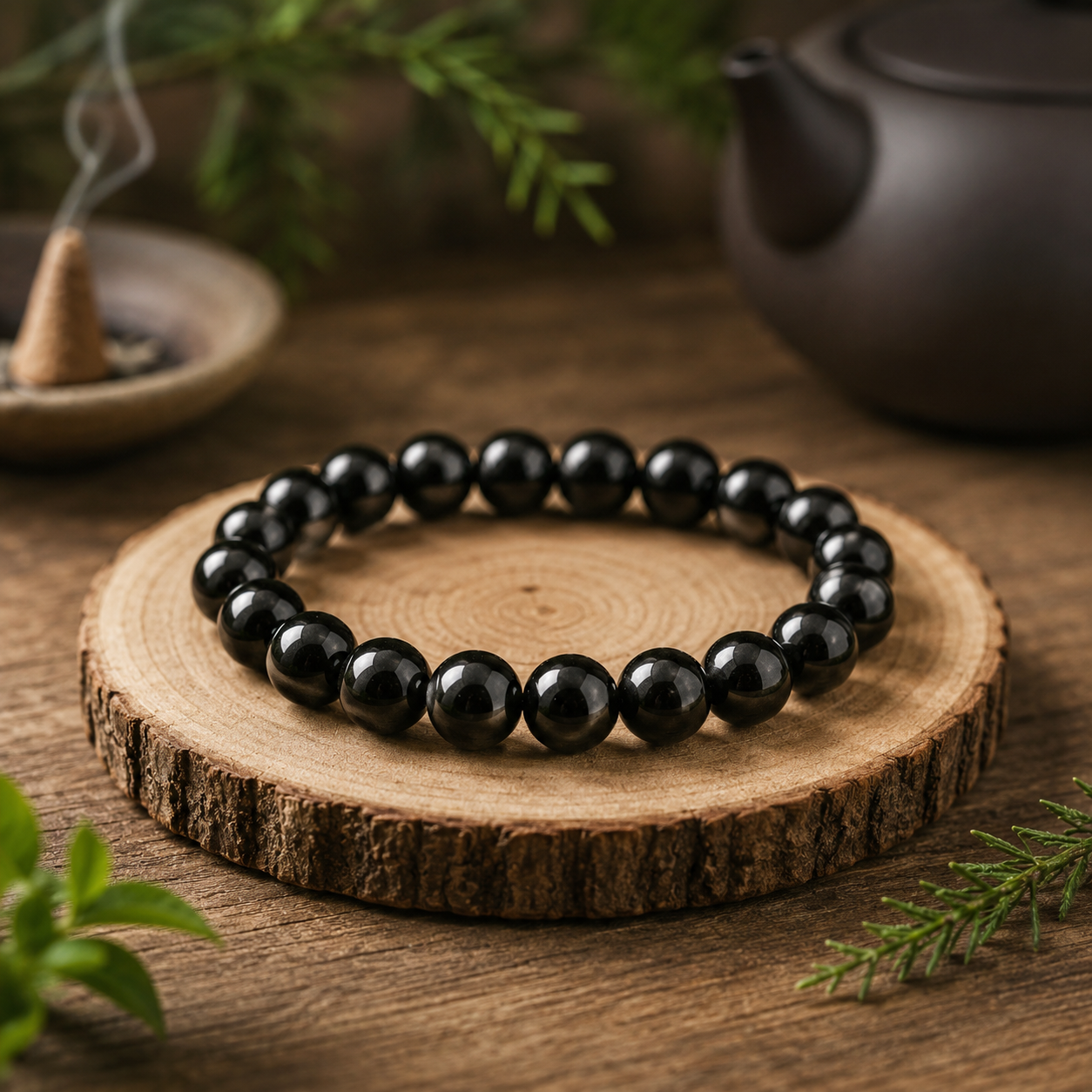 Natural Black Obsidian Crystal Bracelet – Protection & Grounding