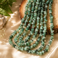 `Natural Emerald Chips Mala Necklace – 36 Inches | Genuine Emerald Crystal Chip Mala | Handmade Healing & Meditation Necklace | Emotional Balance & Confidence