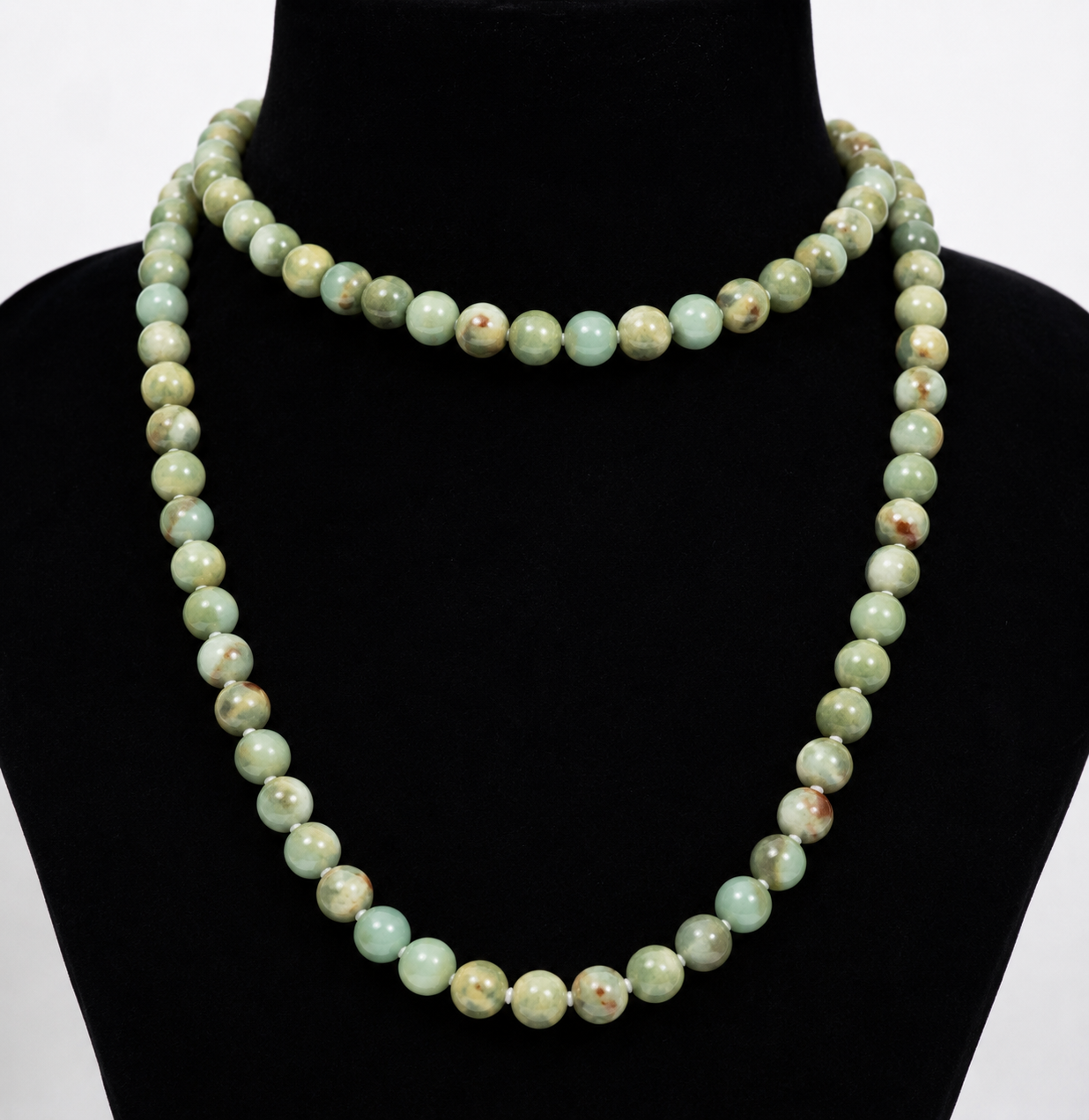 Natural Green Opal Mala – Healing Crystal Prayer Beads for Meditation, Emotional Healing & Prosperity