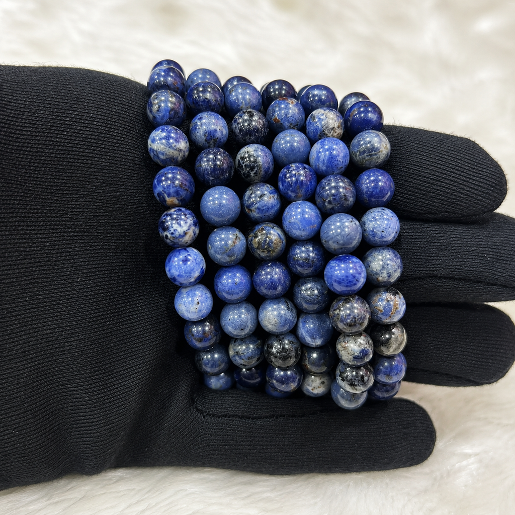 Natural Sodalite Bracelet 8 mm | Genuine Blue Sodalite Gemstone Beaded Bracelet