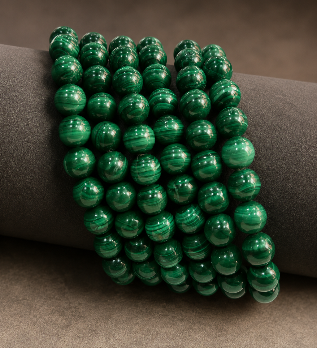 Natural Green Malachite Bracelet 8mm| Genuine Crystal Bracelet for Protection & Transformation