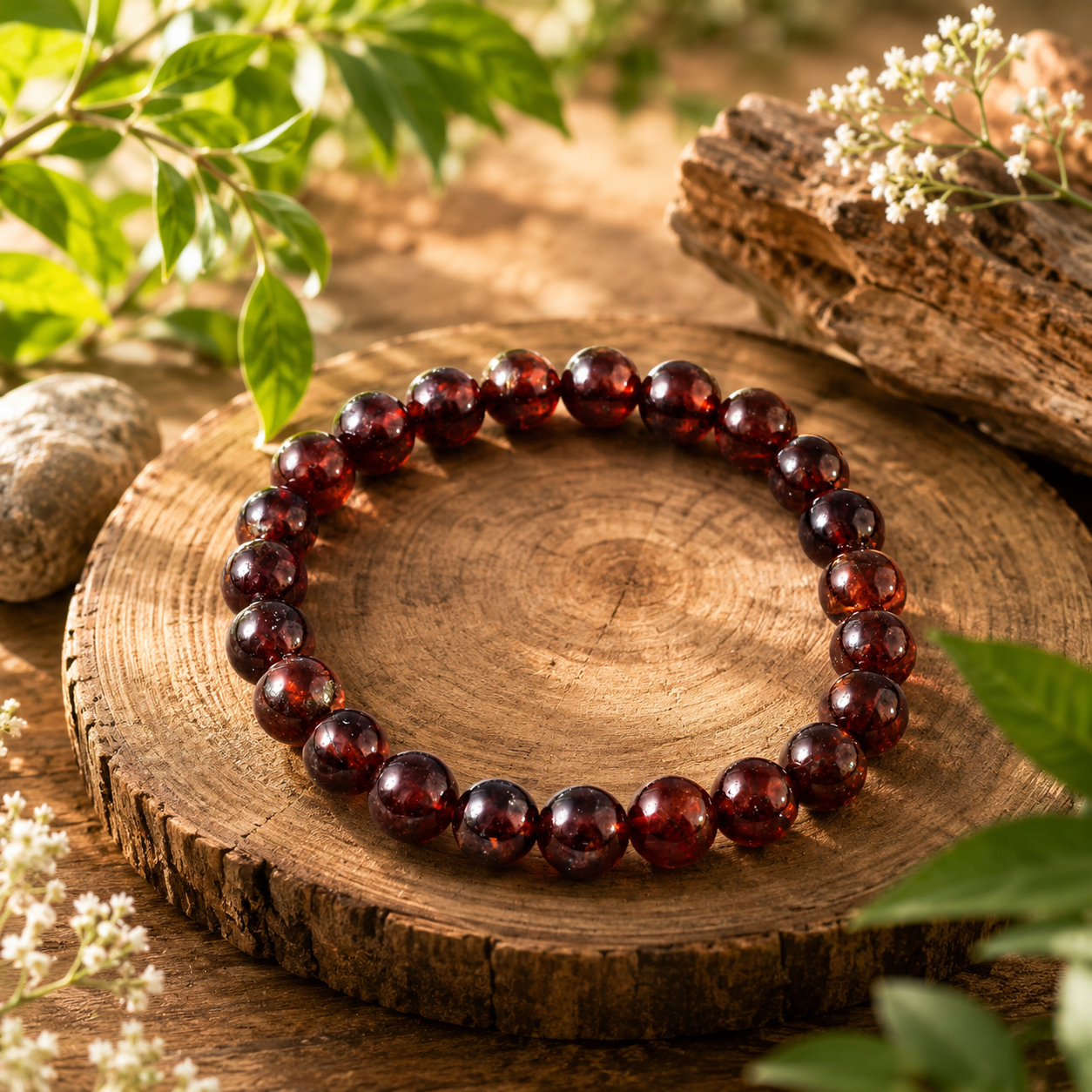 Ardra Nakshatra Hessonite Adjustable Bracelet – Natural Crystal Bracelet for Rahu Energy & Protection