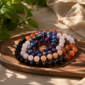 Natural 7 Chakra Crystal Mala Necklace | 8mm Healing Gemstone Beads | Handmade Meditation & Yoga Mala | Chakra Balancing Jewelry