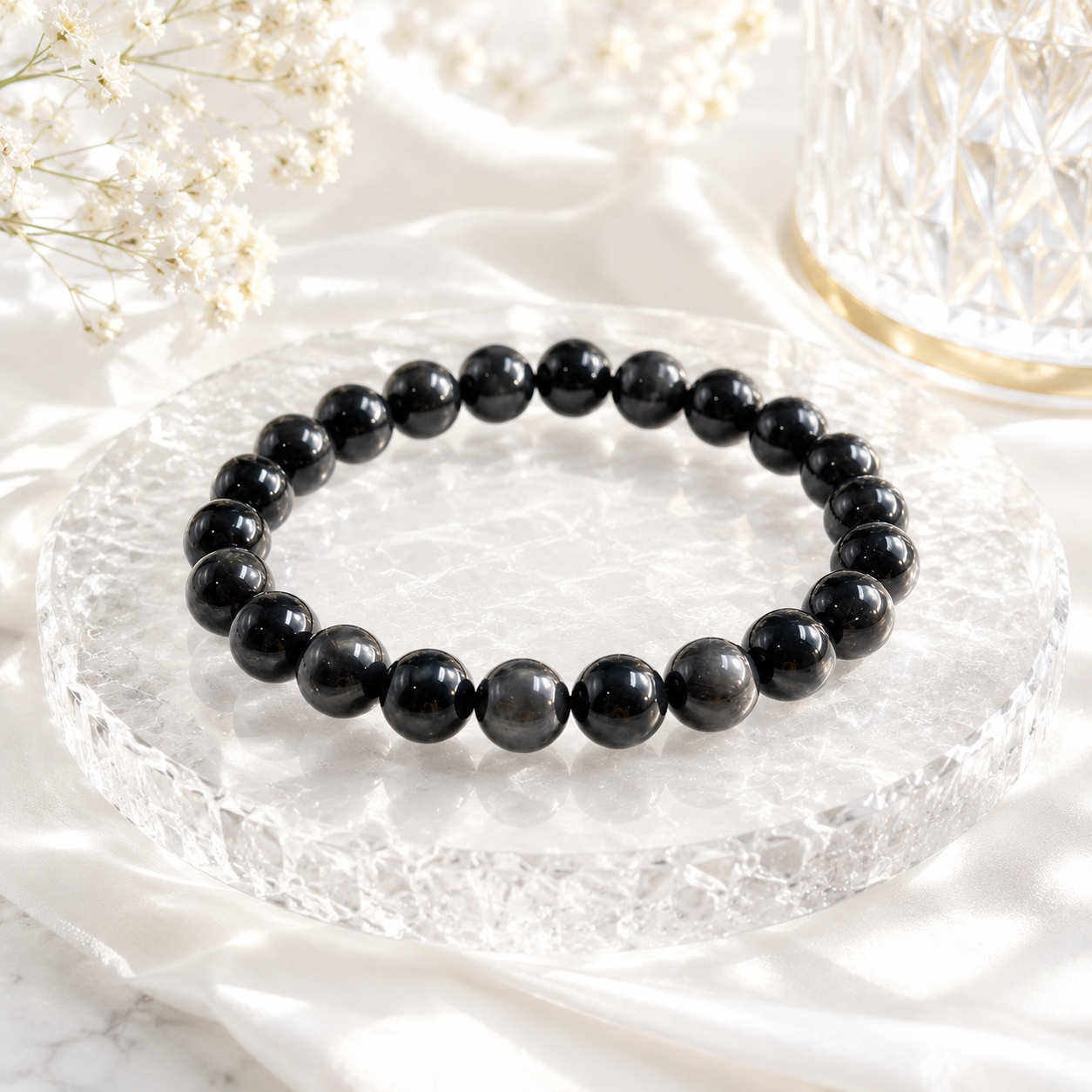 Natural Black Tourmaline Crystal Bracelet – Protection & Grounding