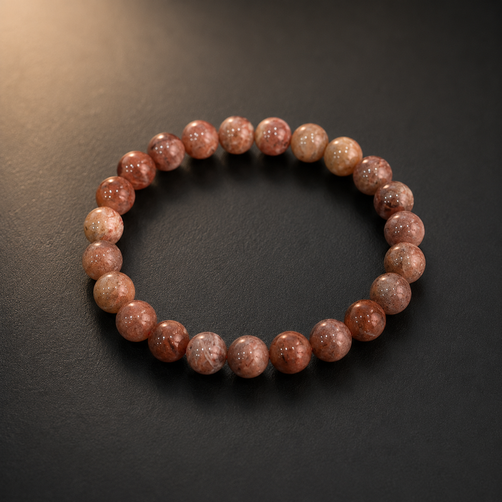 Natural Sunstone Bracelet 8mm | Genuine Crystal Bracelet for Confidence, Joy & Positive Energy
