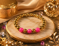 Gold Hematite & Pink Agate Bracelet | Premium Gemstone Beaded Jewelry