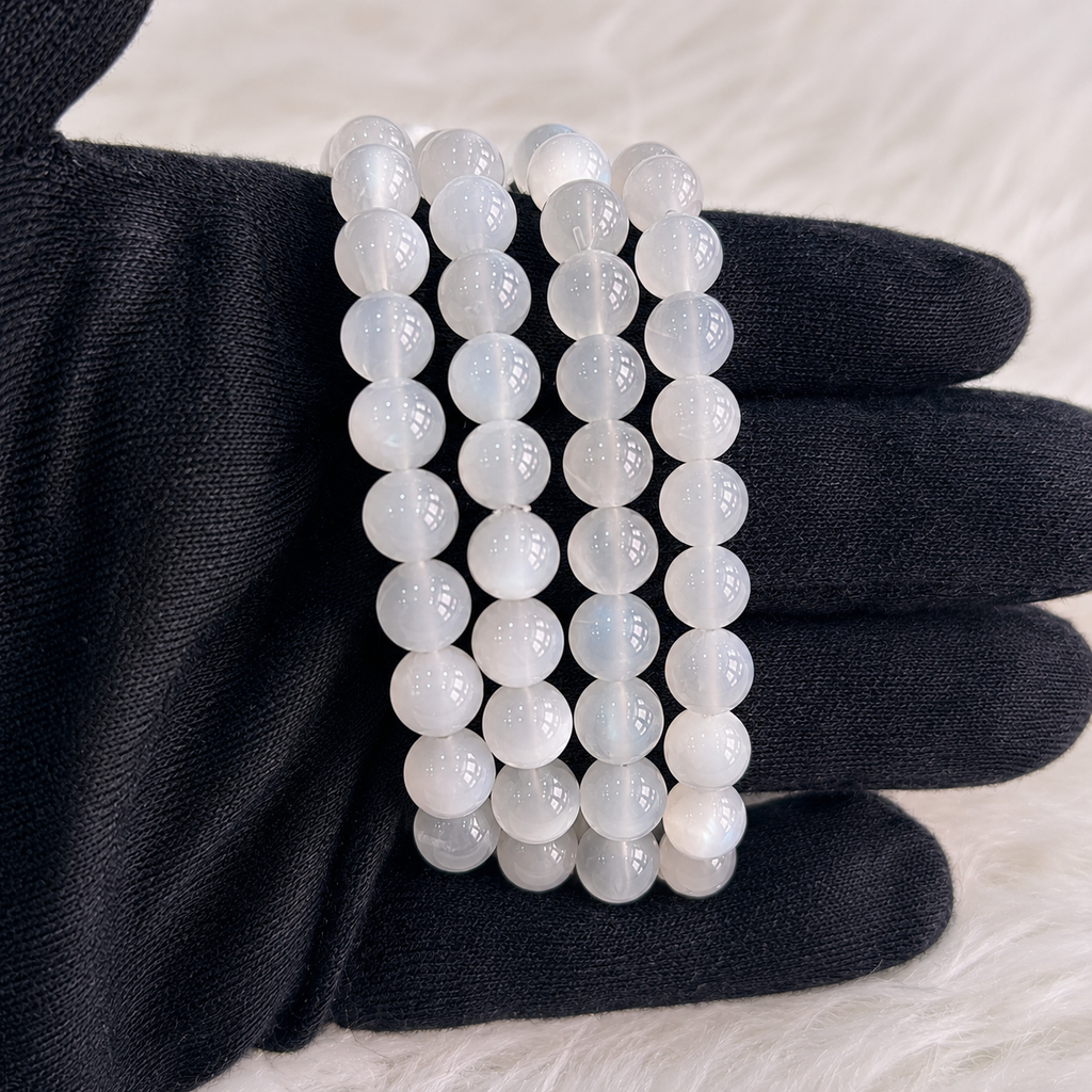 Natural Moonstone 8mm Bracelet | Genuine Moonstone Crystal Beaded Bracelet for Emotional Balance & Intuition