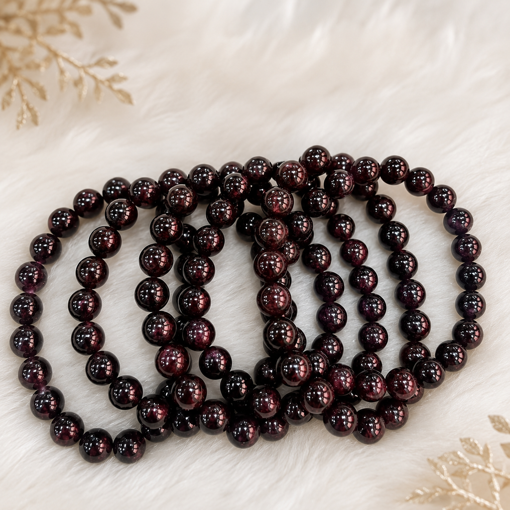 Natural Garnet Bracelet 8mm | Genuine Red Crystal Bracelet