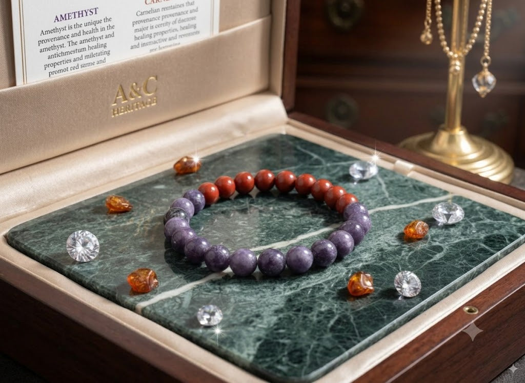 Red Jasper & Lepidolite Crystal Bracelet | 8 MM Natural Healing Beads