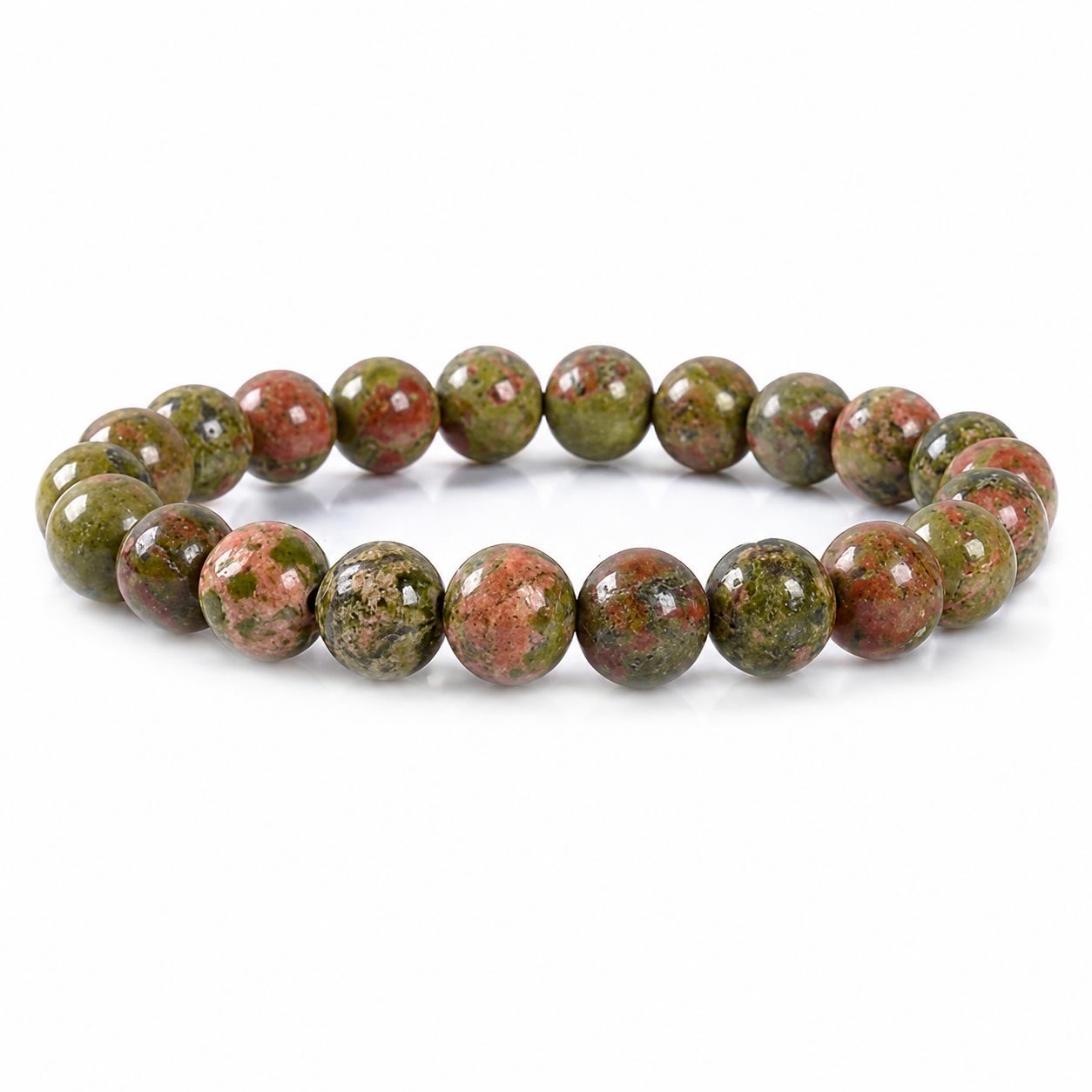 Natural Unakite Bracelet 8 mm | Genuine Healing Crystal Bead Bracelet