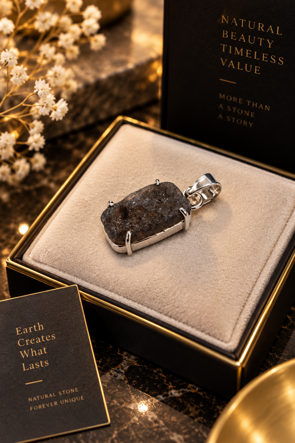 Chintamani Pendant | Natural Chintamani Stone Silver Pendant for Spiritual Energy & Prosperity
