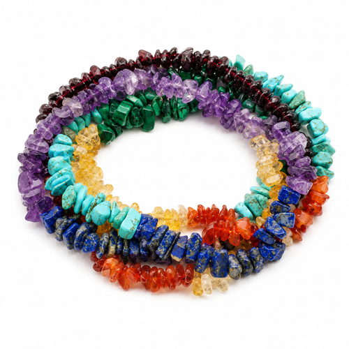 7 Chakra Crystal Chips Mala – Natural Healing Necklace for Balance, Meditation & Spiritual Wellness