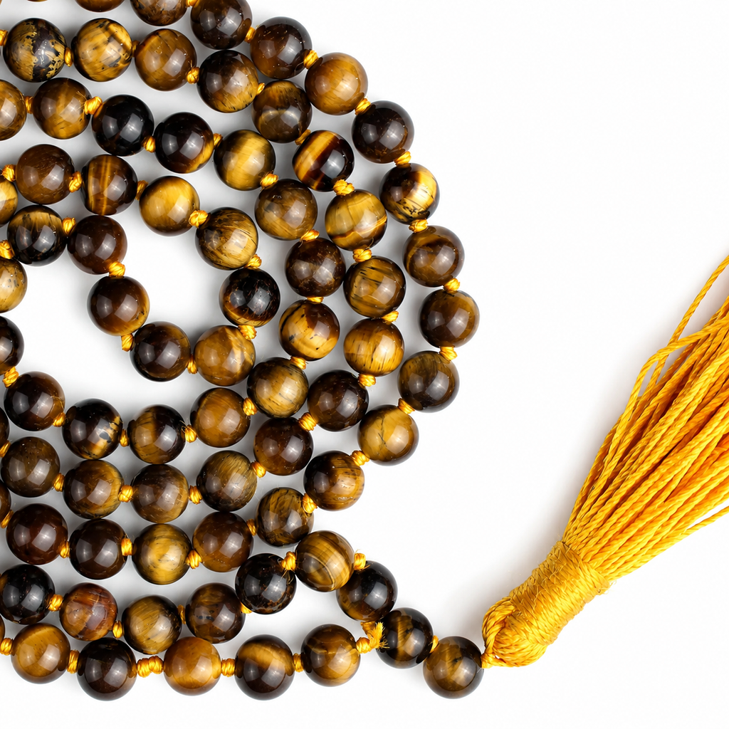 Tiger Eye 108 Jaap Mala 8mm – Natural Prayer Beads for Meditation