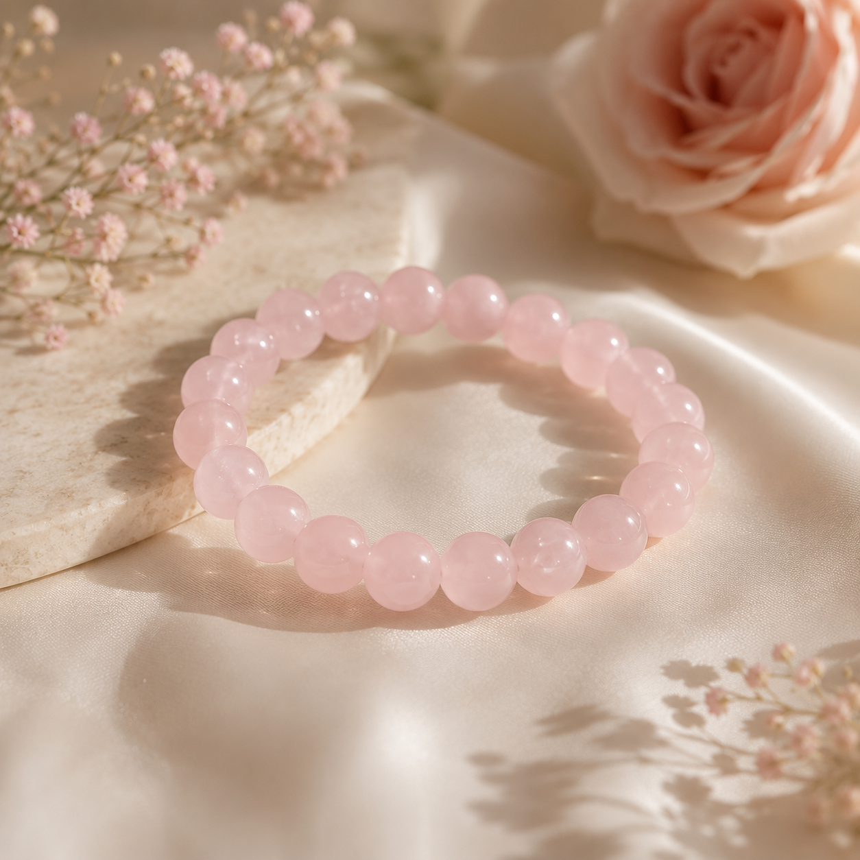 Natural Rose Quartz Crystal Bracelet – Love, Harmony & Healing
