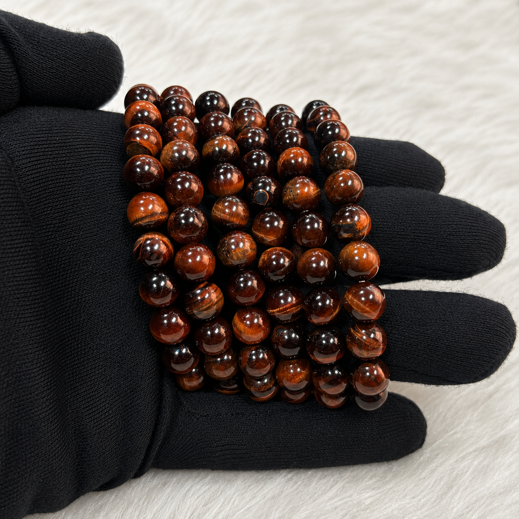Natural Red Tiger Eye Bracelet 8 mm | Genuine Crystal Healing Bracelet