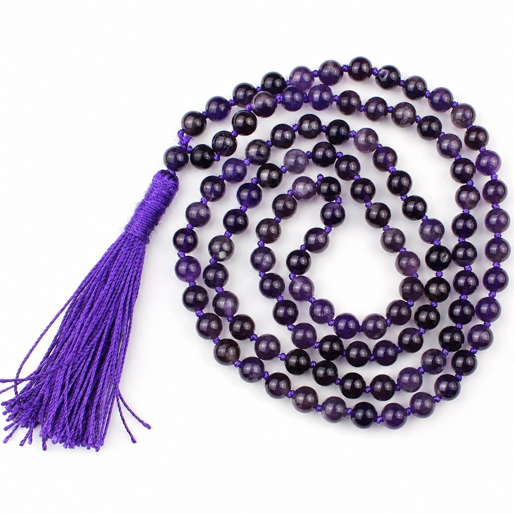 Natural Amethyst 108 Beads Jaap Mala |