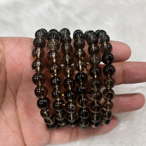Natural 8 mm Smoky Quartz Bracelet | Genuine Crystal Healing Bracelet