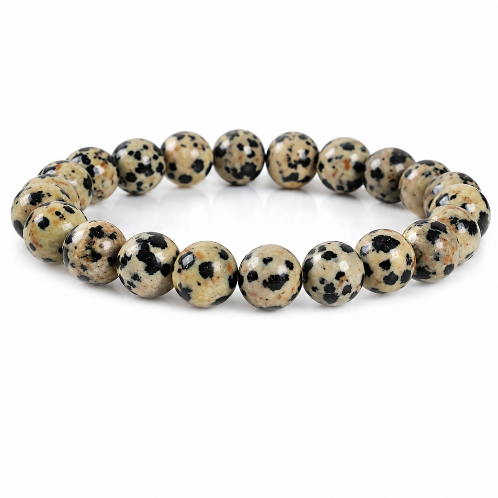 Natural Dalmatian Jasper Bracelet 8mm | Protection Crystal Beads