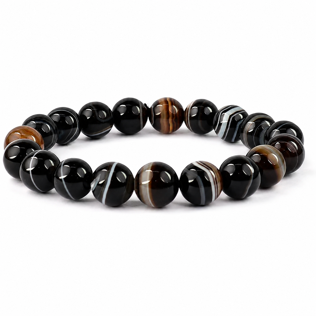 Sulemani Hakik 8mm Bracelet | Natural Black Agate Beads