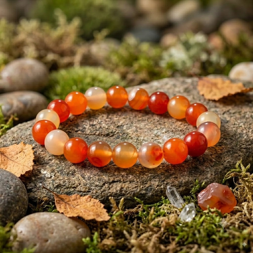 Natural Carnelian Agate Bracelet 8 MM | Energy, Confidence & Vitality