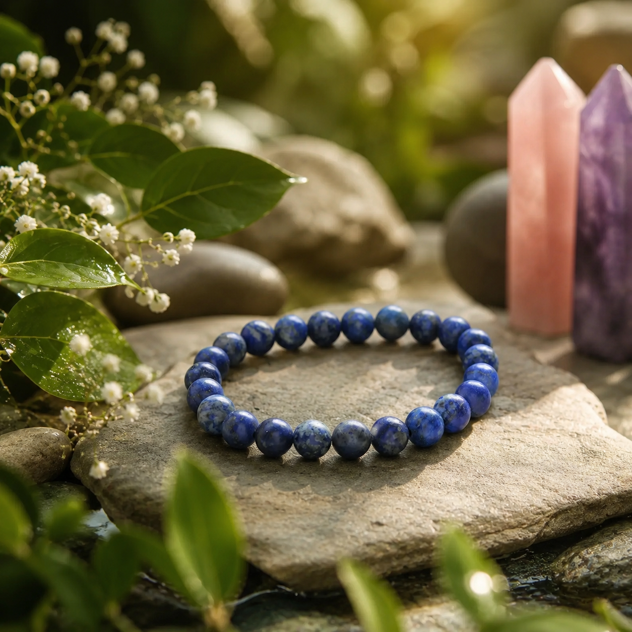 Natural Lapis Lazuli Bracelet | Premium Blue Crystal Healing Bracelet
