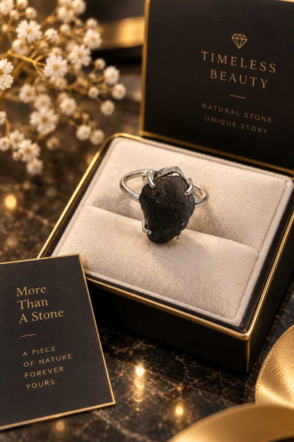 Chintamani Ring | Natural Black Stone Ring for Protection, Positivity & Spiritual Energy