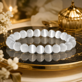 Natural Selenite Beaded Bracelet 8MM – Healing, Peace & Energy Balance