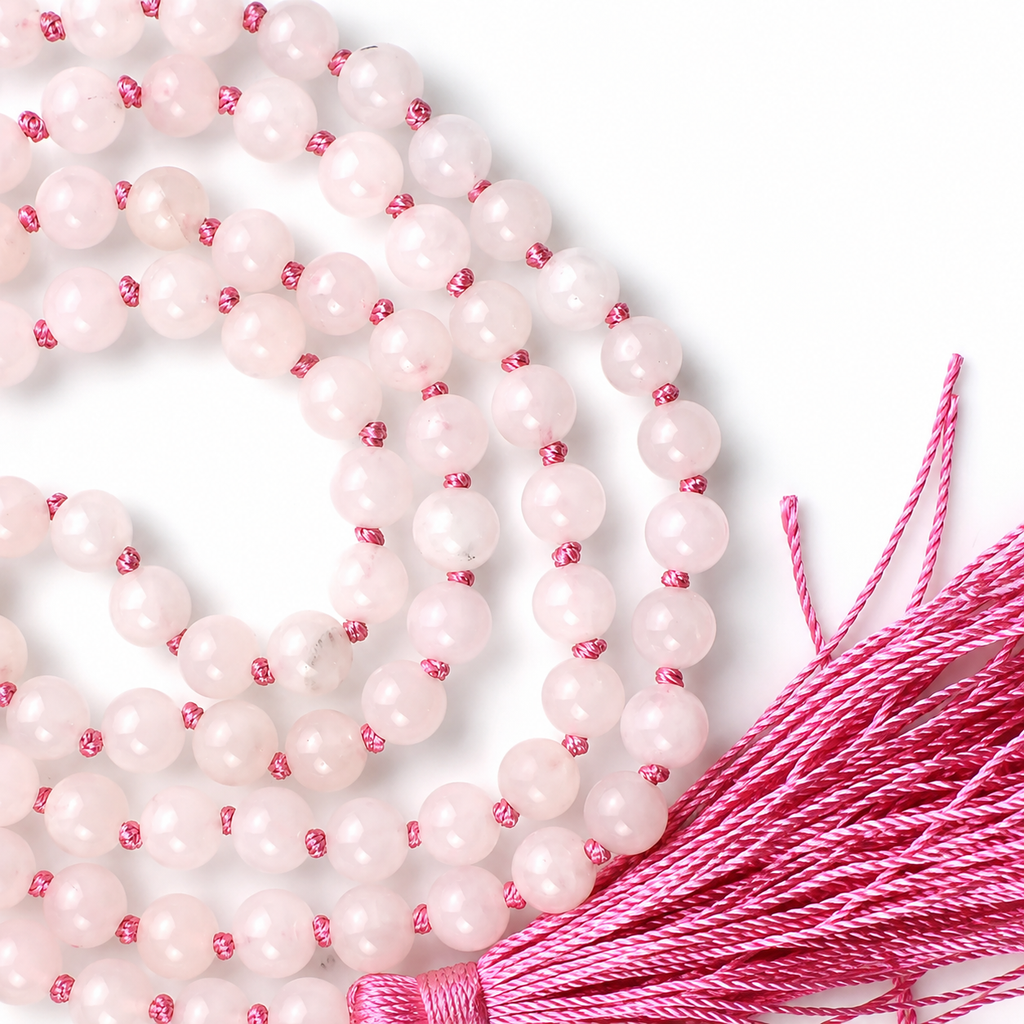 Natural Rose Quartz Jaap Mala – 108 Beads Healing Prayer Mala