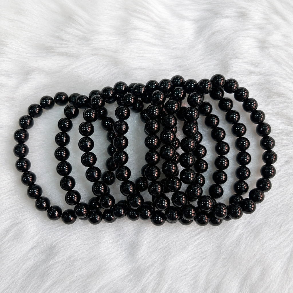 Black Tourmaline Bracelet 8mm | Natural Protection Crystal Bead Bracelet | Unisex Healing Stone Jewelry