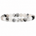 Natural Black Rutile Quartz Bracelet 8 mm | Genuine Crystal Beads