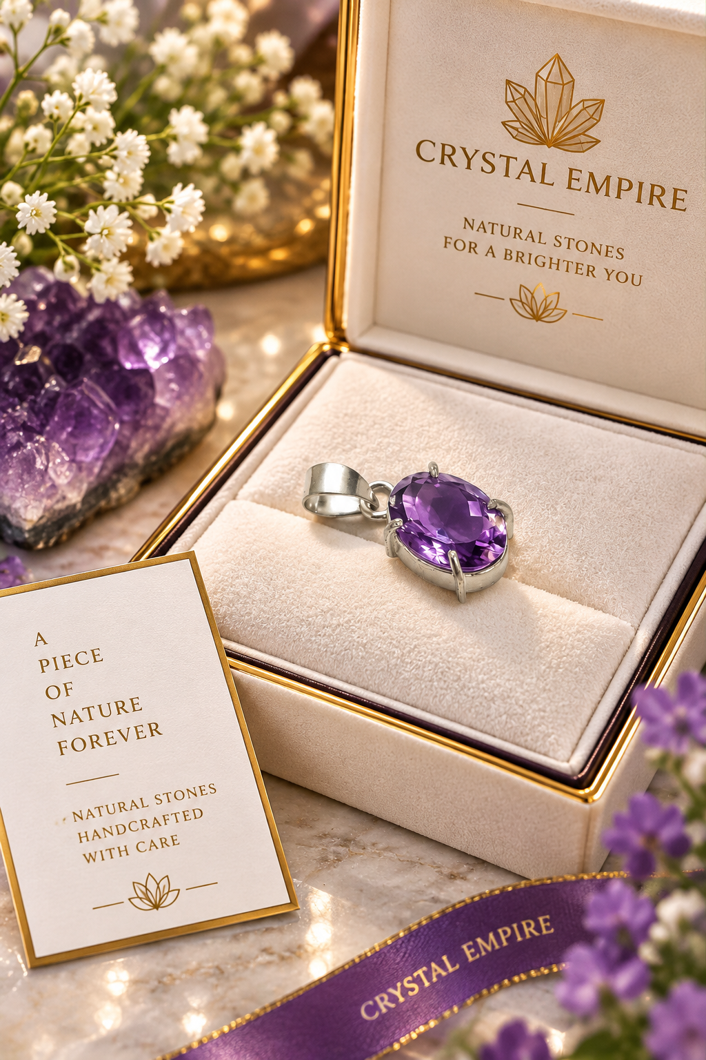 Amethyst Pendant | Natural Purple Amethyst Crystal Pendant