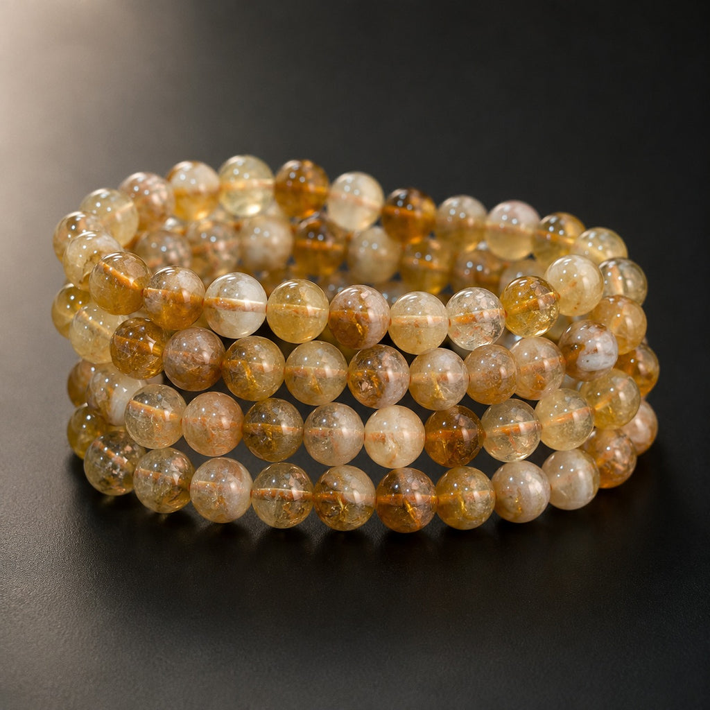 Natural Citrine 8mm Bracelet | Genuine Citrine Crystal Beaded Bracelet for Prosperity & Positivity